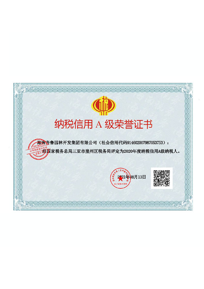 A级纳税人证书